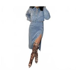 NEW MABLE denim skirt set in blue